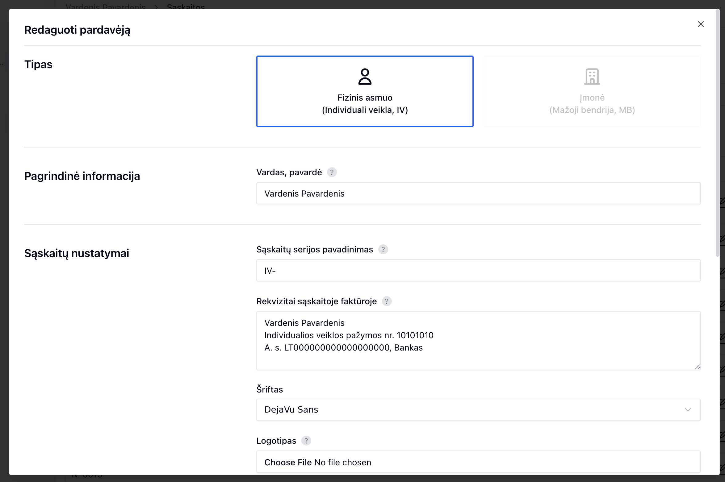 Veskite individualios veiklos apskaitą
