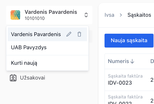 Valdykite daugiau nei 1-ą veiklą / verslą