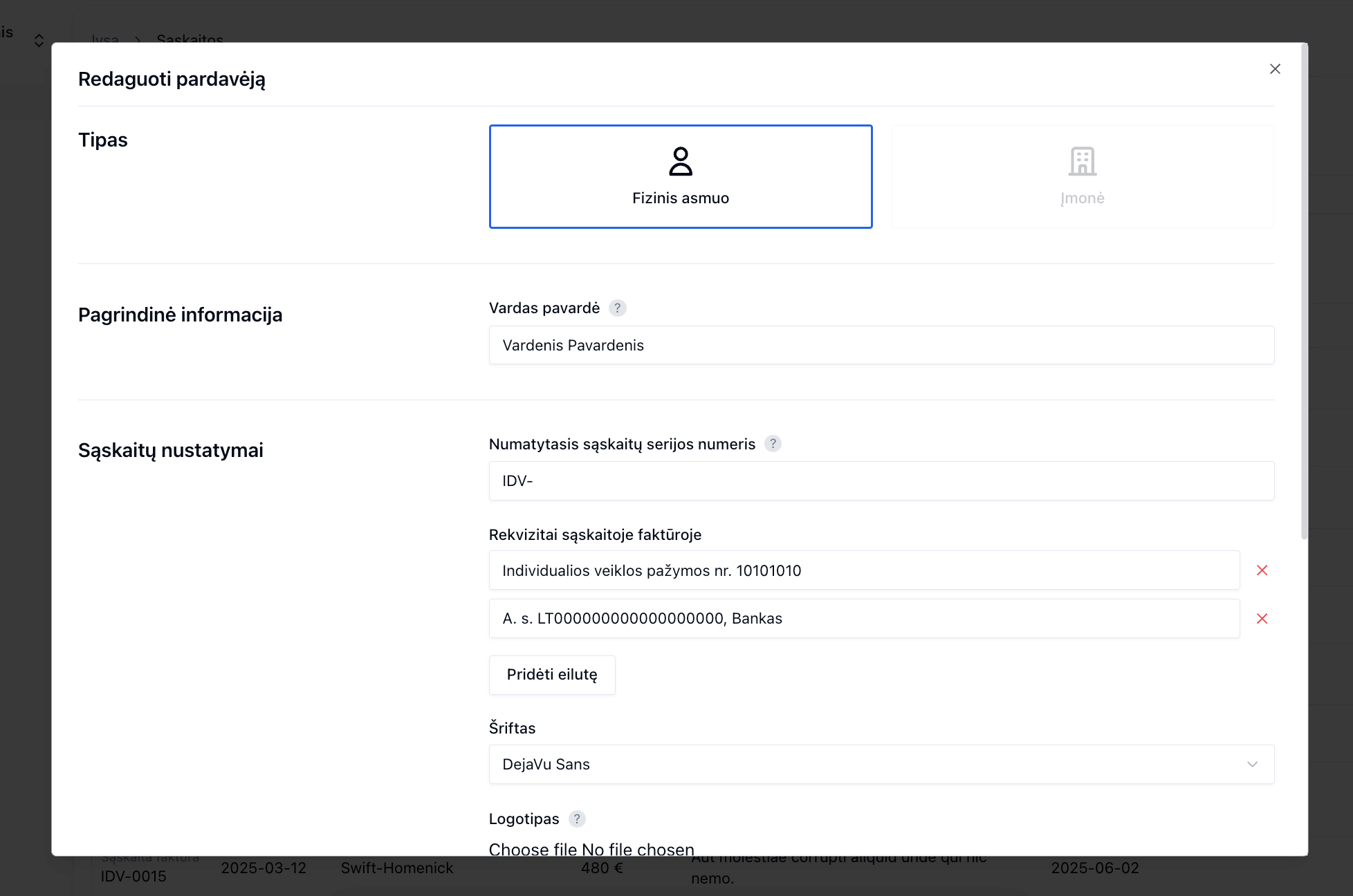 Veskite individualios veiklos apskaitą